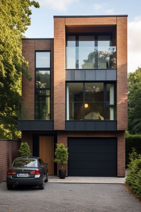 Townhouse Exterior, Jade Design, Modern Townhouse, House Design Exterior, Townhouse Designs, Narrow House, Loft House, Steel House, Industrial House