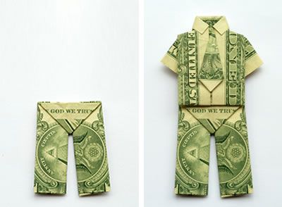 Video and photo instructions for making money origami trousers. Also check out our origami shirt and dress tutorials Origami Pants, Origami Shirt, Folding Money, Origami Star Box, Dollar Origami, Dollar Bill Origami, Origami For Beginners, Creative Money Gifts, Origami Fish