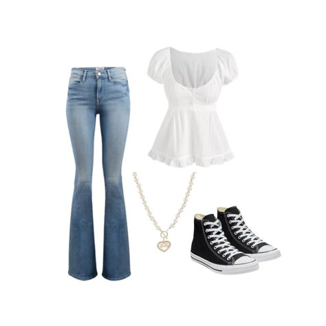 Cute Outfits With White Background, Jeans Outfit Inspo Aesthetic, Fame Outfits, 2000s Outfits Ideas, April Outfits, Twd Outfits, Blue And White Outfits, Gilmore Girls Outfits, Converse Outfit