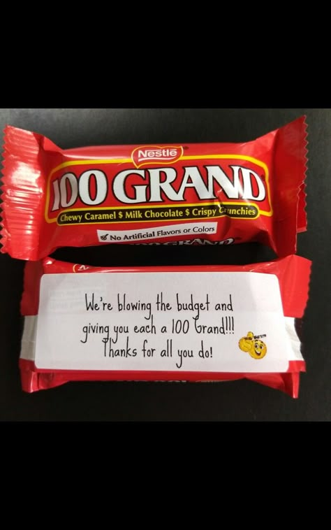 Teacher Appreciation Candy gifts; 100 Grand; 100 Grand Candy Bar Gifts, Payday Candy Bar Sayings Cute Ideas, Bank Teller Appreciation Week Gift Ideas, Teller Appreciation Week Gift Ideas, 100 Grand Candy Bar Sayings, Teller Appreciation Ideas, Member Appreciation Ideas, Dispatch Appreciation, Janitor Appreciation