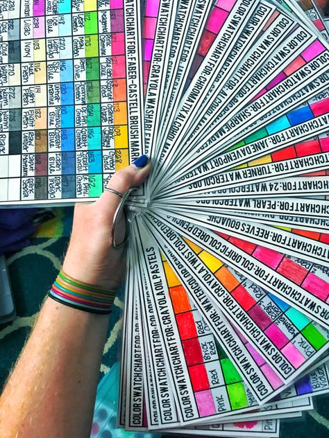 FREE Color Swatch Chart Printable - SPLENDIFEROSSITY Sharpie Coloring, Copic Marker Color Chart, Color Names Chart, Twistable Crayons, Sharpie Colors, Diy Marker, Swatch Book, Color Palette Challenge, Activities For Teens