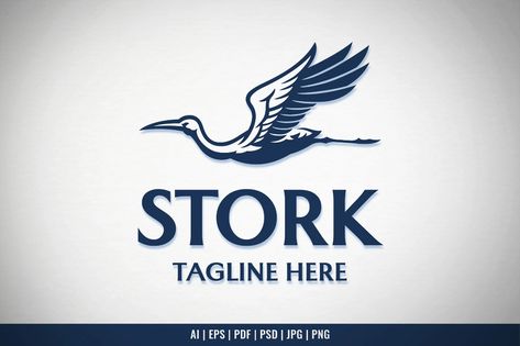 Stork Elegant Logo, Logos ft. animal & sea - Envato Pelican Bird, Fish Logo, Badge Logo, Cartoon Logo, Elegant Logo, Best Logo Design, Bird Illustration, Logo Design Template, Sea Animals