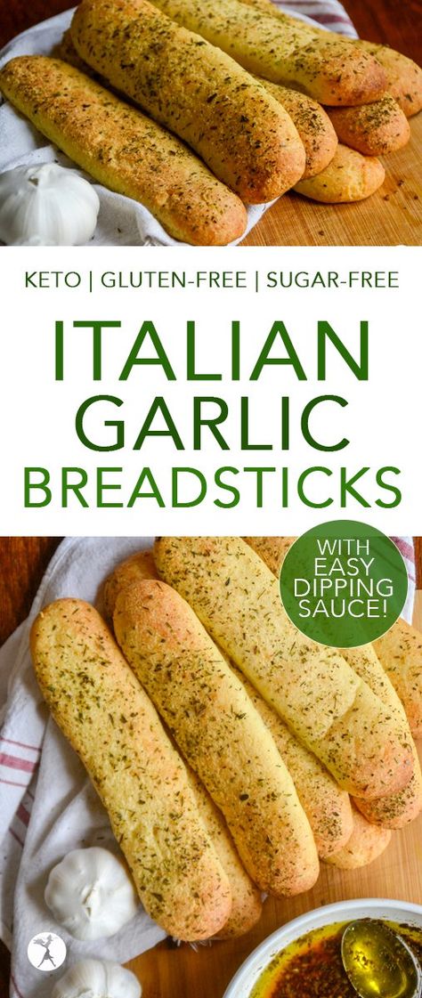 Keto Italian Garlic Breadsticks with Easy Dipping Sauce Garlic Sticks, Veg Keto, Veggie Keto, Easy Dipping Sauce, Keto Italian, Optavia Recipes, Garlic Breadsticks, Bread Sticks Recipe, Keto Baking