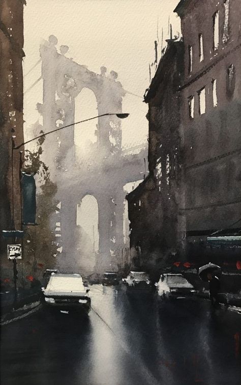 Lose Friends, Bridge Painting, Watercolor City, Abstract City, City Painting, Losing Friends, Salou, Watercolor Trees, Manhattan New York