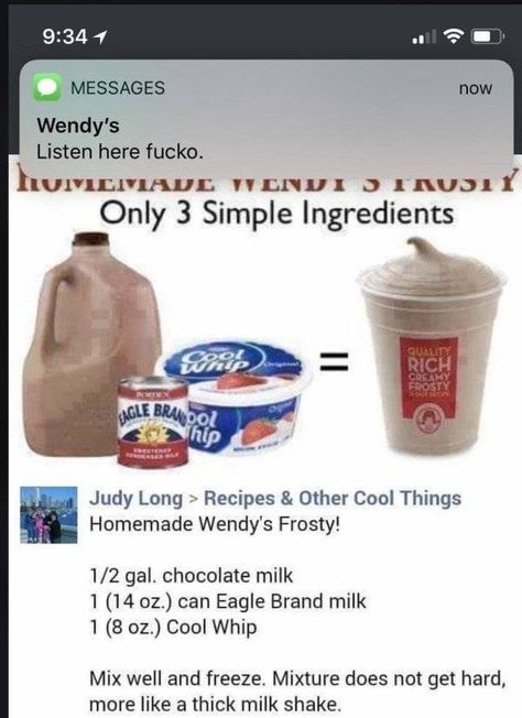 47 Funny AF Memes To Get Your Week Started - Ftw Gallery Wendys Frosty Recipe, Wendy's Frosty, Wendys Frosty, Eagle Brand Milk, Chocolate Frosty, Frosty Recipe, Low Carb Dessert, Paleo Vegan, Fun Baking Recipes