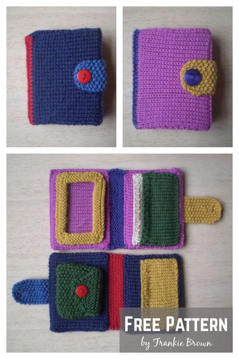 Coin and Card Wallet Free Knitting Pattern Credit Card Wallet Pattern, Crochet Card Pouch, Wallet Pattern Free, Card Wallet Pattern, Free Crochet Square, Coin Purse Crochet Pattern, Pouch Ideas, Loom Knitting Tutorial, Crochet Wallet