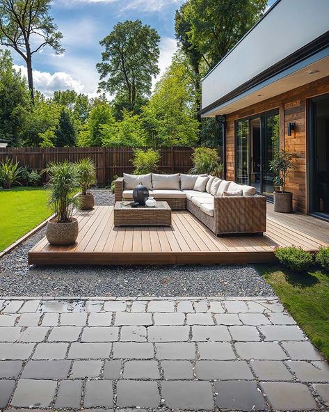 33 Stunning Patio Deck Ideas For Your Yard – BuildTuff USA Patio Paving Ideas, Patio Deck Ideas, Farmhouse Reno, Small Backyard Decks, Backyard Layout, Diy Backyard Patio, Patio Deck Designs, Deck Designs Backyard, Large Backyard