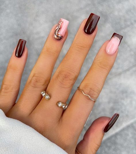 40 Trendy French Tip Nails For A Modern Twist Thanksgiving Nail Designs, Square Nail Designs, Blush Nails, Fall Acrylic Nails, Burgundy Nails, Thanksgiving Nails, Brown Nails, Autumn Nails, Fall Nail