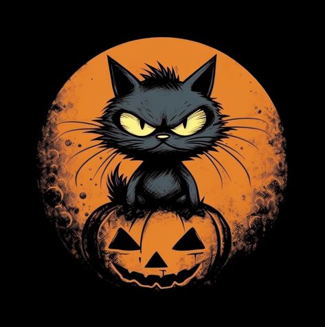 Moon Clip Art, Cat With Moon, Cats Halloween, Fall Cats, Halloween Cats, Halloween Rocks, Horror Decor, Salem Ma, Halloween Black Cat