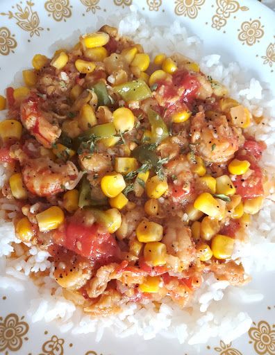 Crawfish Corn Maque Choux Crawfish Corn Maque Choux Cajun, Maque Choux Recipe, Yummy Vegetables, Crawfish Recipes, Louisiana Cuisine, Creole Cooking, Candied Sweet Potatoes, Best Seafood Recipes, Just A Pinch Recipes