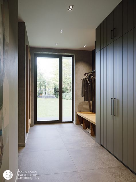 DUBENTSY HOUSE :: Behance Mudroom Remodel, 1960s House, Mud Room Entry, Home Hall Design, Modern Laundry Rooms, House Floor Design, Mud Room Storage, Mudroom Design, Japandi Interior