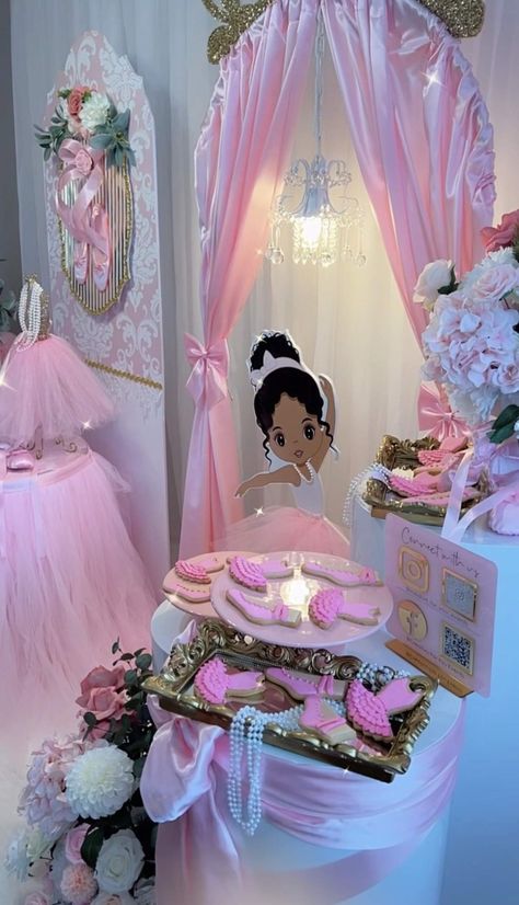 Ballerina princess theme Baby Shower Party Ideas | Photo 2 of 20 | Catch My Party Ballet Gender Reveal Ideas, Ballerina Baby Shower Ideas, Ballerina Centerpiece Ideas Diy, Ballerina Themed Baby Shower Ideas, Ballerina Party Backdrop, Ballerina Theme Baby Shower Ideas, Tutu Baby Shower Theme, Tutu Cute Baby Shower Theme, Ballerina Baby Shower Theme