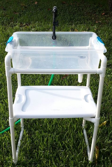 Diy Portable Sink, Sink Table, Sink Diy, Camping Sink, Outdoor Sink, Pvc Furniture, Portable Sink, Minivan Camping, Camping Diy