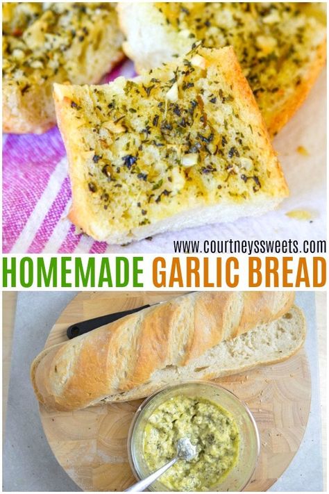 Serve our garlic bread recipe at your next dinner party! We love serving our loaded garlic bread with our Italian dinners like Sunday Sauce. via @CourtneysSweets Best Garlic Bread Recipe, Garlic Bread At Home, Garlic Bread Spread, The Best Garlic Bread, Best Garlic Bread, Homemade Garlic Bread Recipe, Italian Dinners, Bread Dinner, Christmas Appetizers Easy