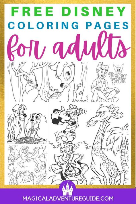 Disney Coloring Sheets For Adults, Disney Adult Coloring Books Free Printable, Disney Coloring Sheets Free Printables, Disney Coloring Pages For Adults, Colouring Disney, Disney Adult Coloring Pages, Disney Themed Crafts, Drawings Coloring Book, Disney Characters Coloring Pages