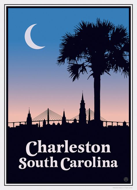 Related image Charleston Bridge, South Carolina Poster, City Outline, Yacht Rock, Holy Holy, South Carolina Homes, School Auction, College Of Charleston, Skyline Painting