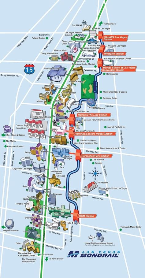 Las Vegas Monorail Map, Sahara Las Vegas, Las Vegas Trip Planning, Vegas Trip Planning, Las Vegas Itinerary, Westgate Las Vegas, Las Vegas Map, Nevada Travel, Wynn Las Vegas