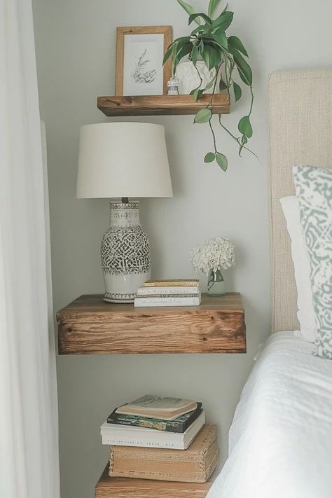 "Transform your bedroom with the functionality of DIY Floating Nightstands! 🛠️🛏️ Ideal for adding style without taking up floor space. 🌿✨ #DIYFurniture #FloatingNightstand #HomeProjects" Floating Nightstand Diy, Floating Nightstands, Diy Nightstand, Small Space Solutions, Floor Space, Floating Nightstand, Home Bedroom, Home Projects, Small Spaces