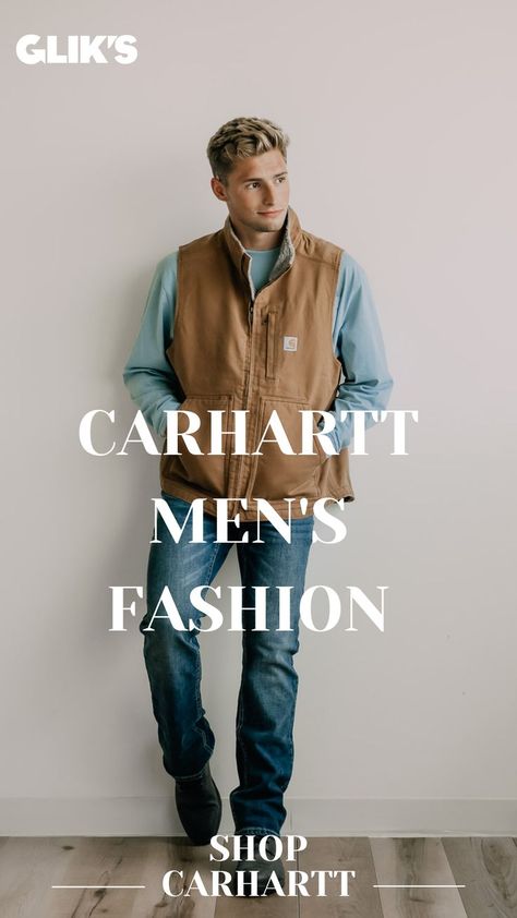 men's casual carhartt outfit with vest and denim jeans Mens Carhartt Vest Outfit, Carhartt Vest Outfit Men, Carhartt Street Style, Mens Carhartt Vest, Carhartt Mens Fashion, Carhartt Vest Outfit, Men's Casual Outfits, Carhartt Shop, Vest Outfits Men