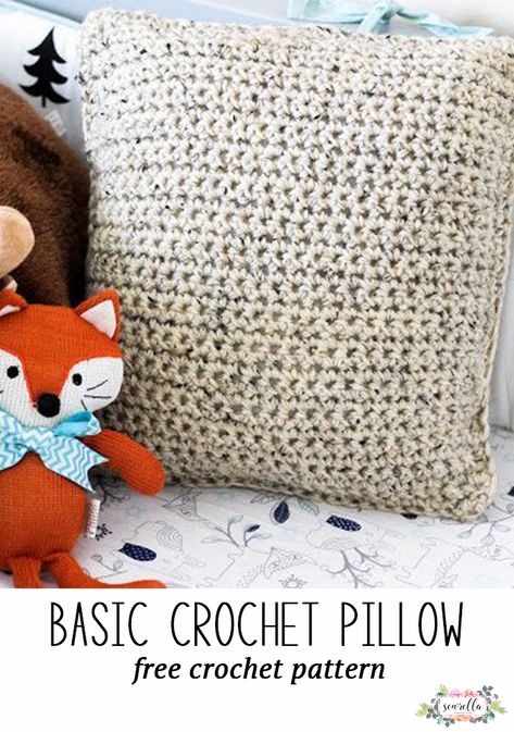 Crochet a basic pillow, perfect beginner project! All simple stitches. Free crochet pattern Easy Crochet Pillow, Lemon Crochet, Crochet Pillow Patterns Free, Beau Crochet, Crochet Unique, Crochet Pillow Cover, Confection Au Crochet, Crochet Cushion Cover, Crochet Pillow Pattern