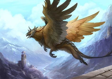 Mythical Birds, Digital Art Gallery, Fantasy Beasts, Legendary Creature, Fantasy Creatures Art, Mythological Creatures, A Castle, Mystical Creatures, Arte Animal