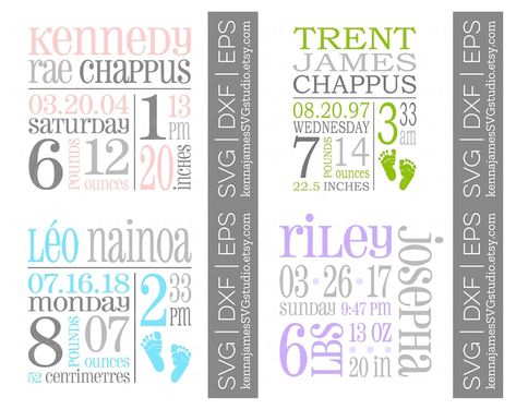 Birth Announcement Svg, Newborn Svg, Baby Boy Svg, Birth Announcement Template, Nursery Quotes, Cricut Projects Beginner, Birth Stats, Baby Bundles