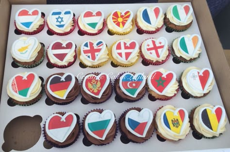 Eurovision Cupcakes Eurovision Cake, Nf Artist, Bear Decorations, Eurovision Party, Eurovision 2024, Flag Food, Cake Pop Decorating, Alcohol Packaging, Birthday Kids