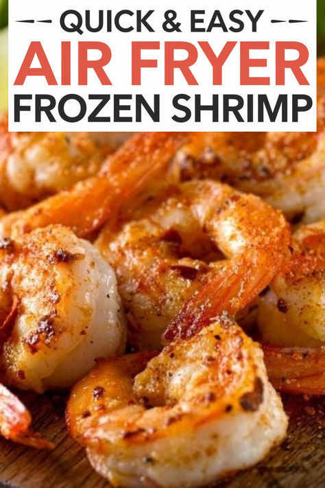 Cook shrimp directly from frozen with this easy air fryer recipe. Simply add your favorite seasoning for a quick and delicious appetizer! Easy Frozen Shrimp Recipes Quick, Recipe Using Frozen Cooked Shrimp, Air Fryer Shrimp Frozen, Frozen Cooked Shrimp Recipes, Frozen Shrimp Recipes Easy, Frozen Shrimp In Air Fryer, Shrimp Air Fryer Recipes, Cook Frozen Shrimp, Air Fryer Frozen Shrimp