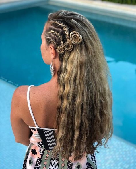 Pool Party Hair, Hair For Party, Pool Party Hairstyles, Party Hairstyles For Long Hair, Smart Hairstyles, Easy Party Hairstyles, Hair Braid, Hairstyles For Long Hair, Dresses Ideas