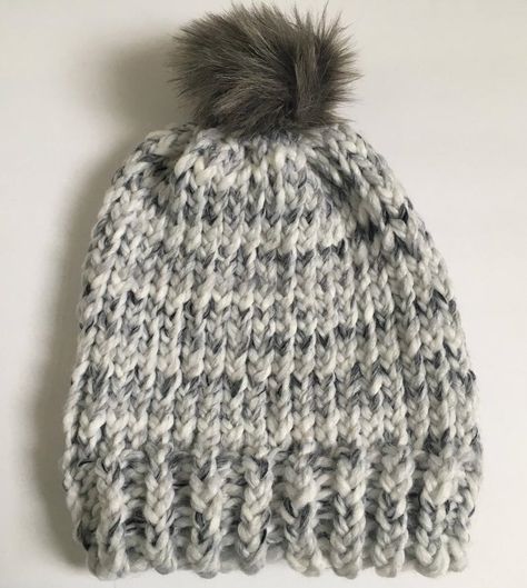 Summertime Blues, Knitting Gifts, Knitted Owl, Fur Pom Pom Hat, Gray Hat, Faux Fur Hat, Newborn Baby Hats, Bobble Hat, Gray Marble