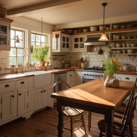 Kitchen Village Style, Farm Kitchens, Modern English Cottage, Village Kitchen, British Kitchen, Vintage Inspired Bedroom, Decor Kitchen Ideas, Kitchen Addition, Cottage Inspiration