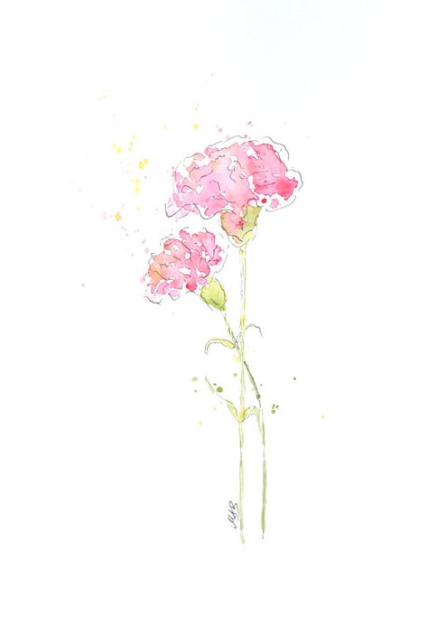 Watercolor Carnation Flower Painting Original by MABArtStudio Carnation Flower Painting, Lovely Doodles, Watercolor Carnation, Carnation Tattoo, Original Watercolor Art, Pink Carnations, Carnation Flower, 수채화 그림, Watercolor Inspiration