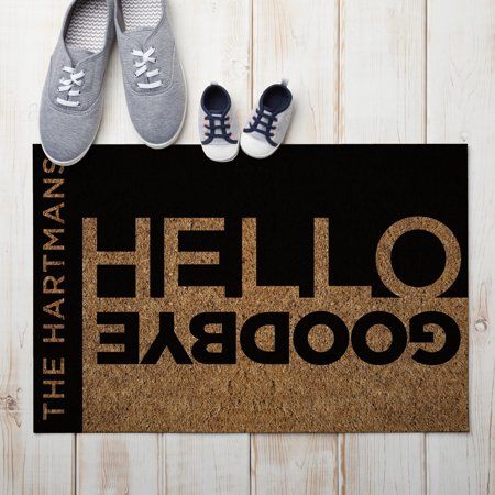 Personalized Hello and Goodbye Doormat Hello Goodbye, Erin Gates, Mat Black, Outdoor Door, Personalized Door Mats, Welcome Mat, Outdoor Door Mat, Welcome Mats, Color Of Life