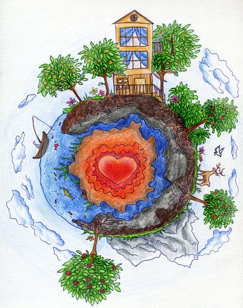 Small planet 2. Small planet with big loving heart. Crayon drawing , #AFFILIATE, #big, #Small, #planet, #Crayon, #drawing #ad April Activities, Drawings To Draw, Crayon Drawing, Crayon Heart, Crayon Drawings, Small Planet, Loving Heart, Nature Drawing, House Drawing