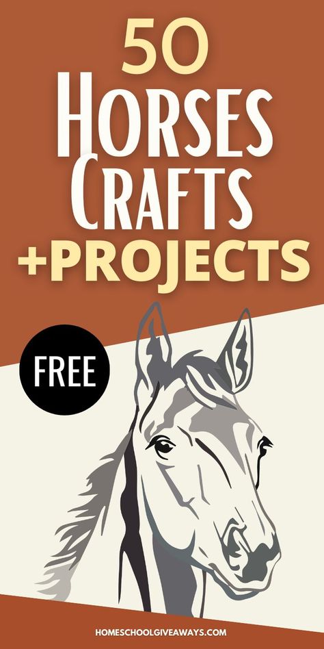 Fun horse crafts and projects to do while your homeschool kids learn about horses. Homeschool projects | Homeschool projects ideas | Fun homeschool projects | Homeschool crafts Horse Themed Activities, Horse Related Crafts, Horse Craft Ideas, Horse Printables Free, Horse Camp Crafts, Horse Activities For Kids, Horse Camp Activities, Horse Riding Games, Horses Birthday