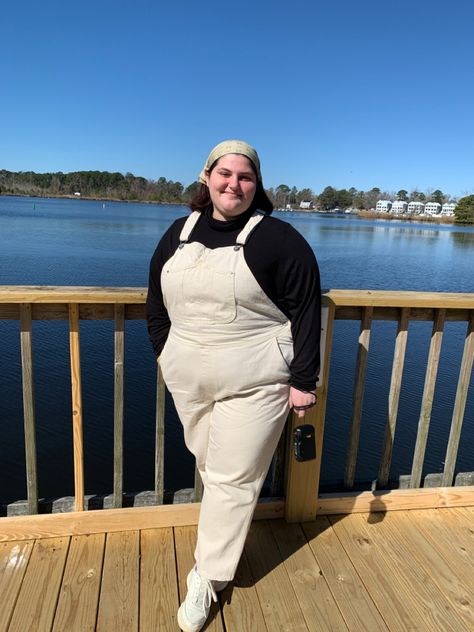 Overall Plus Size Outfit, Fat Overalls, Plus Size Overalls Outfit Winter, Midsize Overalls, Overall Midsize, Ootd Overall, Overalls Outfit Plus Size, Plus Size Overalls, Dungarees Plus Size