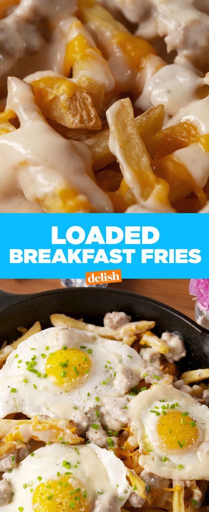 Loaded Breakfast FriesDelish Breakfast Fries, Breakfast Poutine, Breakfast Food Truck, Fries Recipes, Food Truck Menu, French Fries Recipe, Fried Breakfast, Easy Brunch Recipes, Loaded Fries