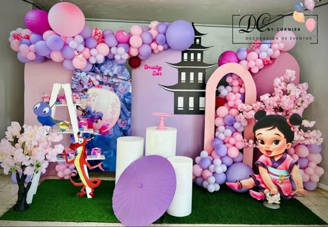 Mulan Centerpiece Ideas, Mulan Baby Shower Theme, Mulan Themed Birthday Party, Mulan Birthday Party Ideas, Mulan Party Decorations, Mulan Party Ideas, Mulan Birthday Party, Cinderella Baby Shower, Mulan Birthday