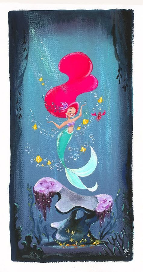 The Little Mermaid Drawing, Little Mermaid Illustration, Little Mermaid Fan Art, Little Mermaid Drawing, Under The Sea Painting, Disney Characters Ariel, Disney Characters Tattoos, Little Mermaid Painting, Liana Hee