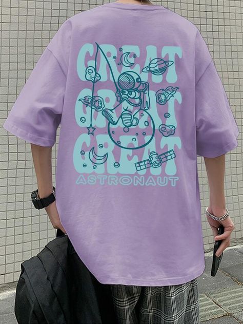 Polo Oversize, Polo T Shirt Design, Men Cartoon, Streetwear Ideas, Purple Logo, Mauve Purple, Cartoon Letters, Purple Shirt, Men Tops