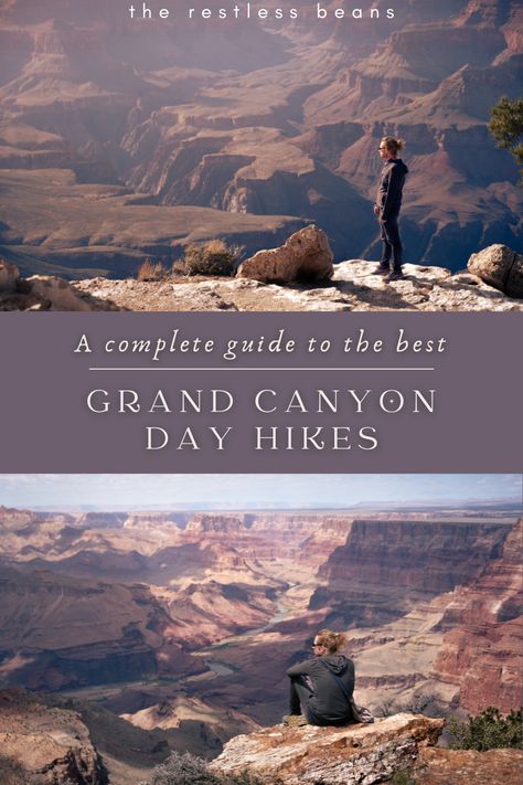 Everyone wants to hike in the Grand Canyon, at least a little bit. Spotting the narrow passages that carve their way around the curves of the canyon; imagining what it would feel like to be the tiny specks moving through the immense landscape. It’s undeniable; the best Grand Canyon hikes all lead down below the rim – piquing the imagination of every spectator on top.  We've done every day hike, and here are our favourite routes, including tips, fitness requirements, trail info and much more. Grand Canyon Day Hikes, Grand Canyon Hiking, Southwest Travel, Grand Canyon South Rim, Arizona Adventure, Christmas Outfit Ideas, Slot Canyon, American Southwest, The Grand Canyon