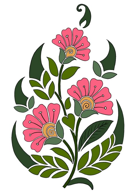 Folk Motifs Design, Mughal Art Motifs, Mughal Motifs, Flower Stencil Patterns, Floral Print Background, Animal Print Background, Mughal Art Paintings, Flower Pattern Drawing, Pen Art Work