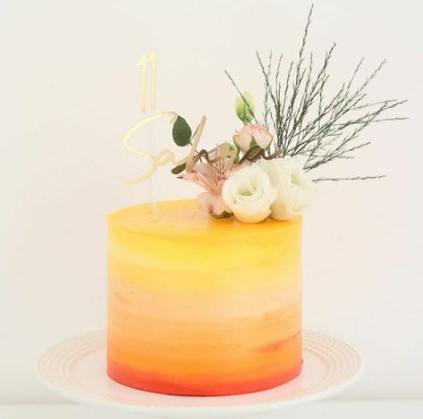 Sunrise Cake Design, Sunrise Cake, Sunset Cake, Tropical Cakes, Watercolor Cake, Ombre Cake, Dad's Birthday, Simple Cake, Wedding Dessert