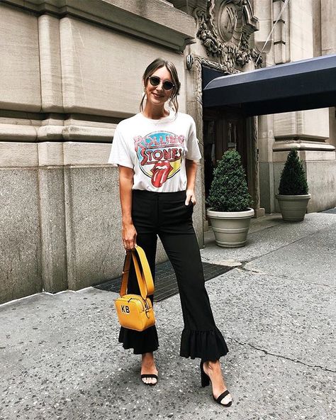 An easy #ootd I wore for a meeting this week in NY! 🌆💃🏻 I kind of love mixing tees with more formal pieces... skirts, dress pants, slip dresses. I mean, honestly I just want to wear T-shirt’s with everything. Who’s with me? 🙋🏻‍♀️To shop, screenshot if you have the @liketoknow.it app, follow @kathleen_barnes in the LTK app or shop via “shop my Instagram” on CarrieBradshawLied.com! // #cblxnyc #myleatherology #revolveme #liketkit #ltkunder100 #marledxrevolvexoliviaculpo #ltkstyletip Rap Concert Outfit Ideas, Rap Concert Outfit, Wear To A Concert, Cute Concert Outfits, Rap Concert, Concert Attire, Concert Wear, Concert Outfit Summer, Concert Dresses