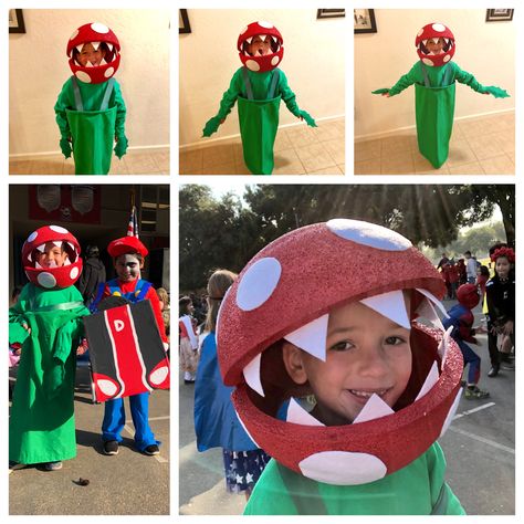 Finally finished the Piranha Plant costume!  It’s amazing what you can do with some foam, felt, glue, ribbon, thread, and fabric! #diy  #happyhalloween #supermario #piranhaplant Diy Mario Mushroom Costume, Pirana Plant Costume, Potted Plant Costume Diy, Piranha Plant Costume, Pirhana Plant Costume Mario, Piranha Plant Costume Diy, Mario Halloween Costumes, Super Mario Costumes, Mushroom Costume