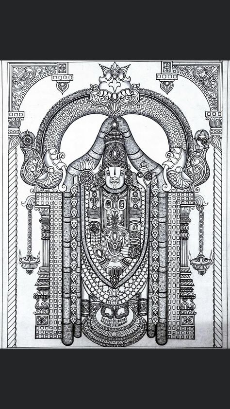 Govinda Mandala Art, Lord Balaji Mandala Art, Govinda Drawing, Lord Balaji Drawing, Venkateswara Swamy Mandala Art, Lord Venkateswara Drawings Easy, Venkateswara Swamy Images Drawing, Lord Venkateshwara Drawing, Venkateshwara Swamy Drawing