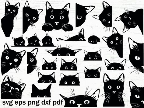 #Cat_Logo_Ideas #Halloween_Cat_Svg #Decal_Cricut #Black_Cat_Svg Black Cat Peeking Tattoo, Cat Peeking Out, Cat Letters, Svg Free Files For Cricut, Halloween Cat Svg, Decal Cricut, Silhouette Chat, Black Cat Svg, Hello Kitty Clipart