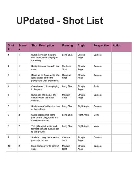 Photo Shoot Schedule Template Photo Shoot Schedule Template Best Of Shooting Schedule Template from www.pinterest.comPlanning a photo shoot can be a daunting task, especially when ...  #Photo #Schedule #Shoot #Template Shot List Film, Project Schedule Template, Lists Template, Film Template, Numbers Template, Film Shot, Blank Templates, Time Worksheets, Picture Templates