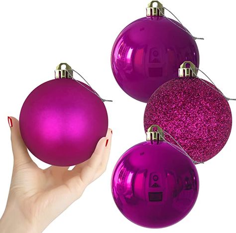 Amazon.com: Fuchsia 4.0" Large Christmas Balls - Christmas Tree Decoration Ornaments Shatterproof Hanging Balls for Xmas Tree Holiday Wreath Garland Decor Set of 4pcs Hot Pink Ornaments : Home & Kitchen Large Christmas Balls, Pink Ornaments, Wreath Garland, Pink Ornament, Posh Style, Pink Christmas Tree, Wreaths & Garlands, Holiday Wreath, Garland Decor