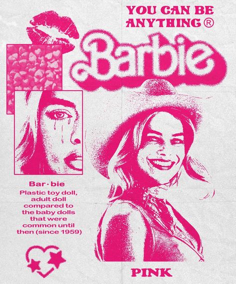 I just finished the second version of my vintage/retro Barbie poster. First one was full black. It's also on my page. Which one do you like better? Barbie Inspired Poster, Barbie Retro Poster, Barbie Posters Aesthetic, Pink Barbie Poster, Mean Girls Aesthetic Poster, Vintage Barbie Poster, Barbie Poster Ideas, Barbie Movie Poster Aesthetic, Barbie Poster Vintage